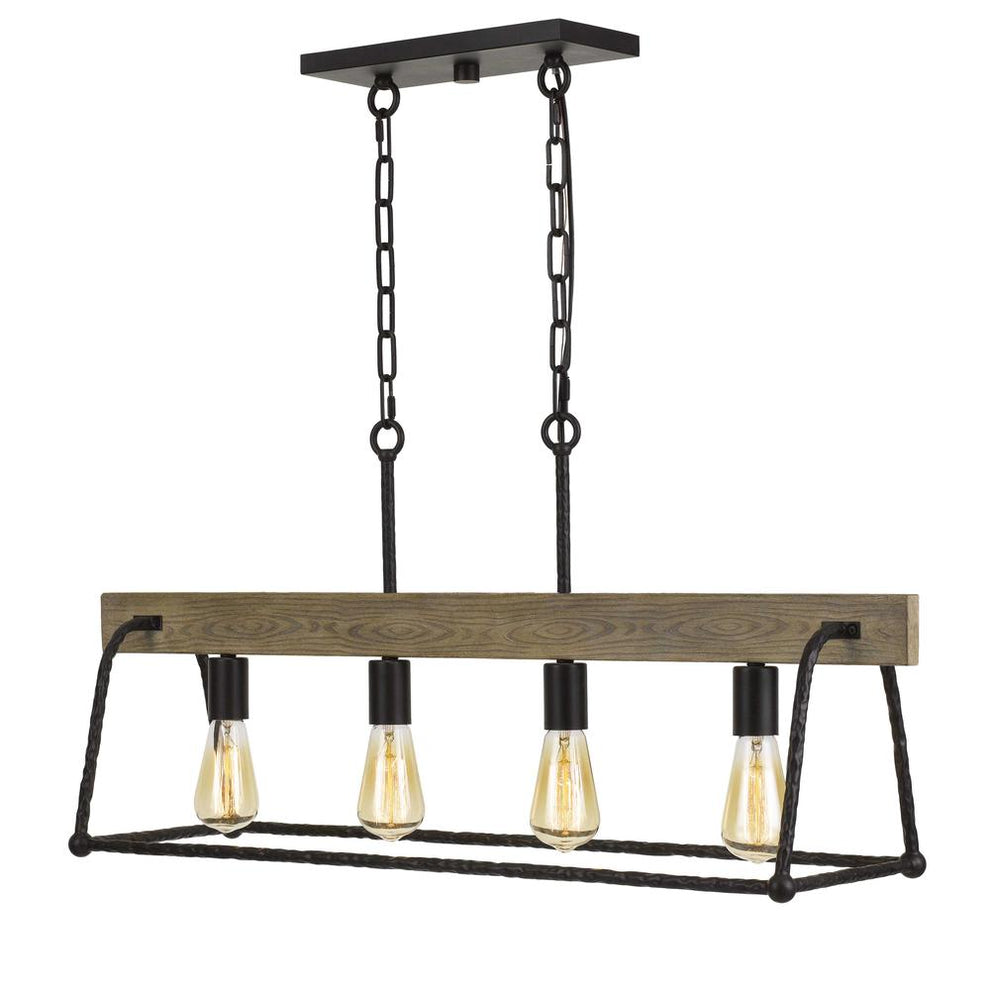Lockport Hang Forged  Metal/Wood Island Chandelier (Edison Bulbs Not Included) By Cal Lighting | Chandeliers | Moidshstore - 3