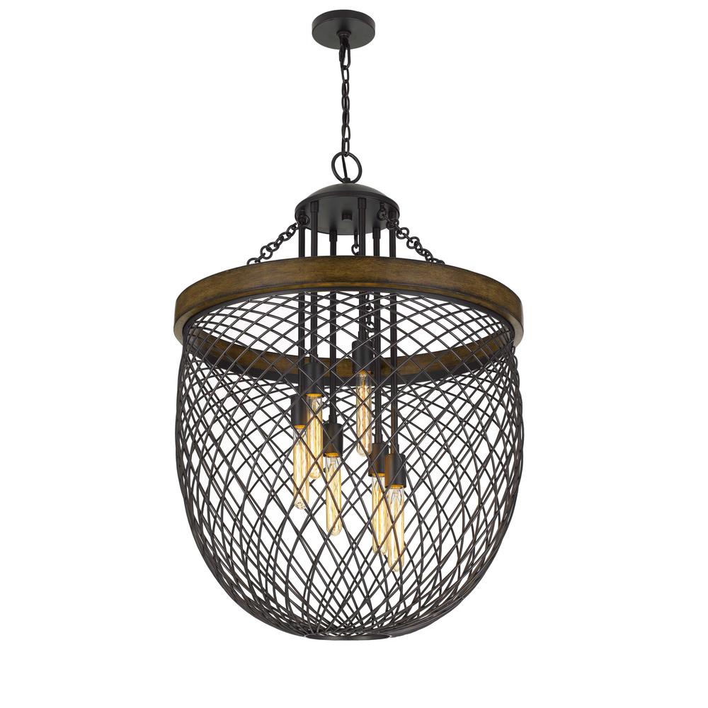 Marion Metal/Wood Mesh Shade Chandelier (Edison Bulbs Not Included), Fx37186 By Cal Lighting | Chandeliers | Moidshstore - 3