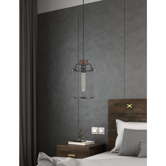 Aberdeen Mesh Metal/Wood Pendant Light (Edison Bulb Not Included) By Cal Lighting | Chandeliers | Moidshstore - 2