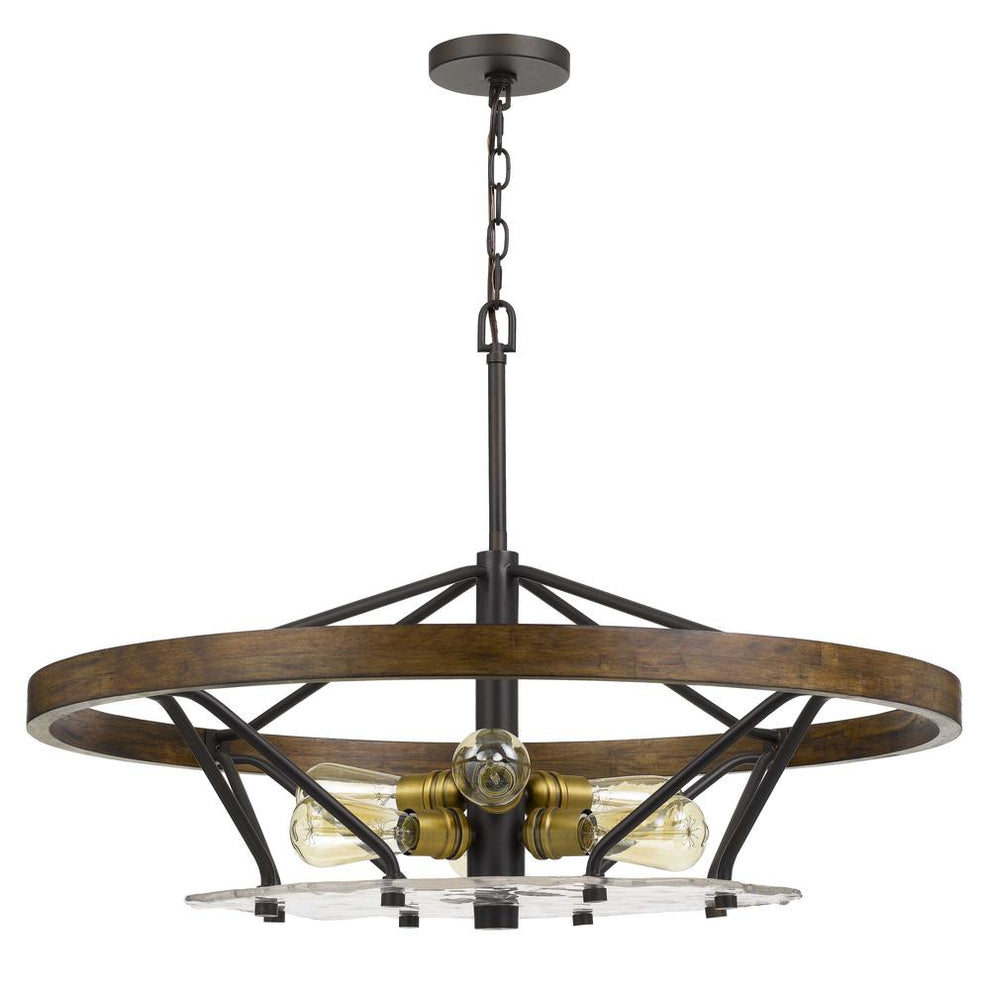 Sherrill Metal/Wood Chandelier (Edison Bulbs Not Included) By Cal Lighting | Chandeliers | Moidshstore - 3