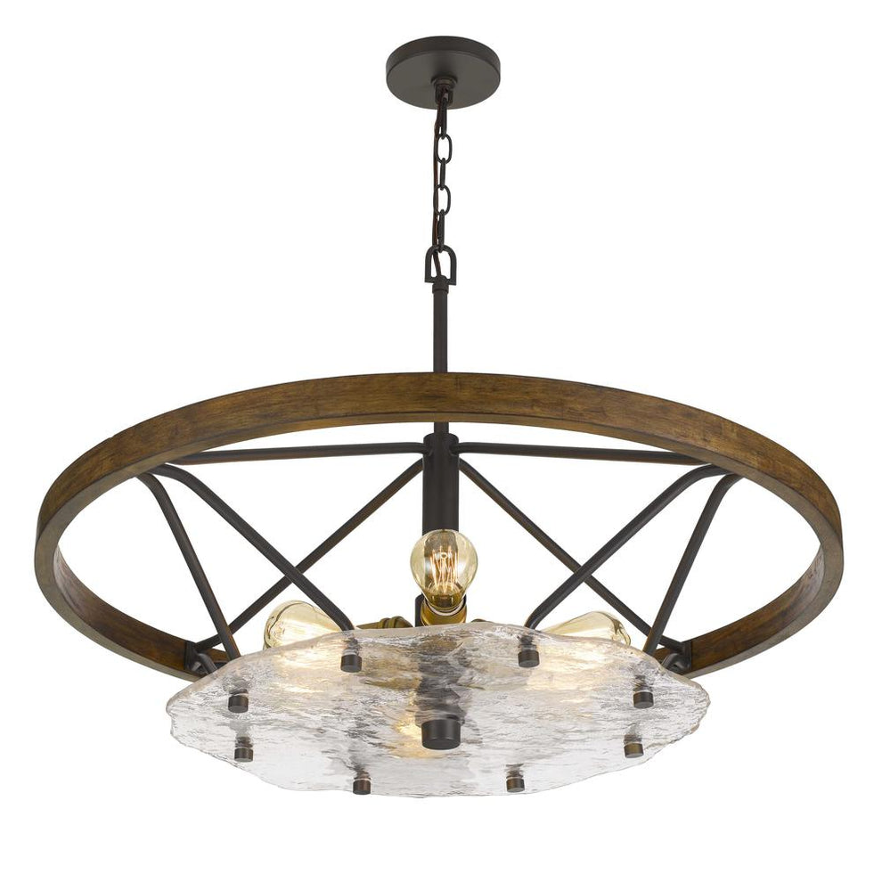 Sherrill Metal/Wood Chandelier (Edison Bulbs Not Included) By Cal Lighting | Chandeliers | Moidshstore - 2