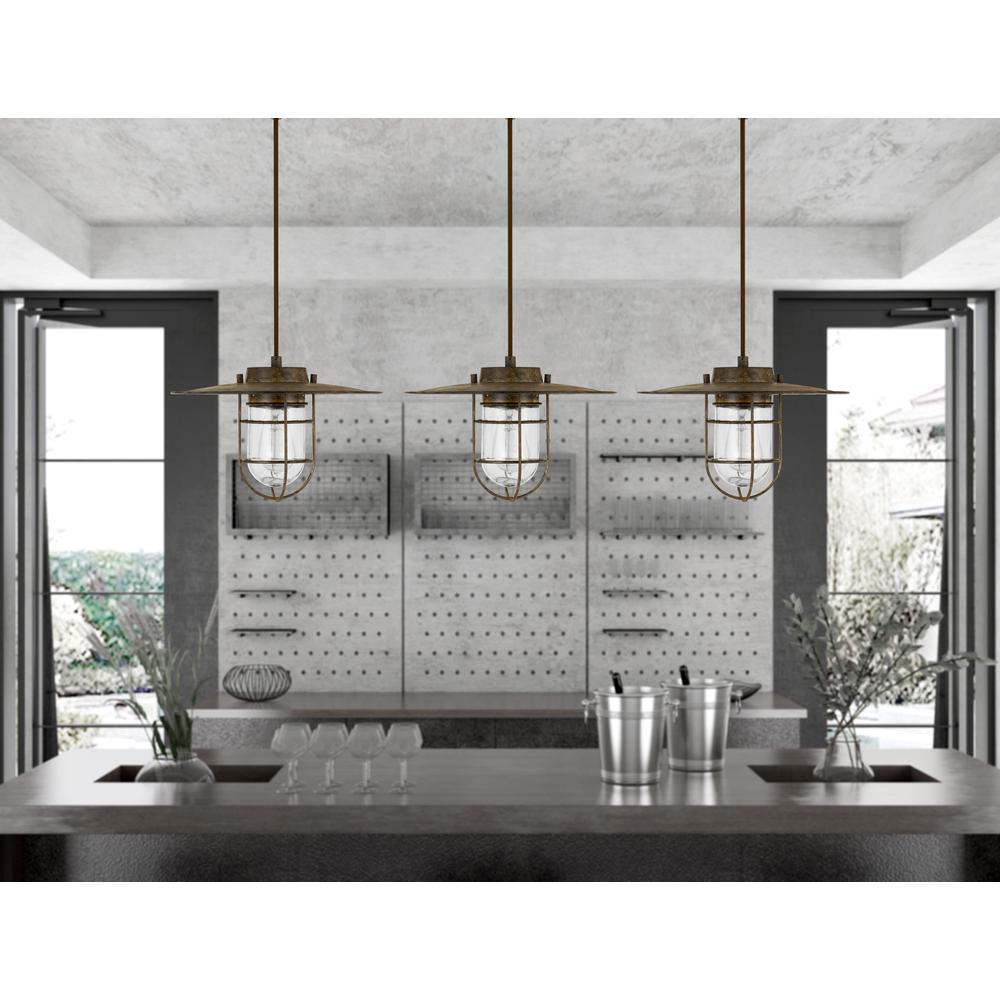 Owenton Old Industrial Metal Pendant With Glass Shield (Edison Bulb Not Included) By Cal Lighting | Pendant Lamps | Moidshstore