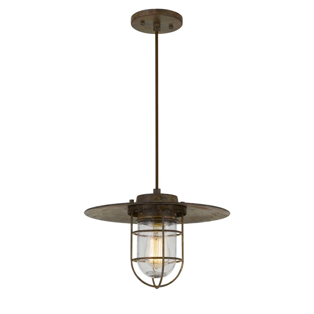 Owenton Old Industrial Metal Pendant With Glass Shield (Edison Bulb Not Included) By Cal Lighting | Pendant Lamps | Moidshstore - 2