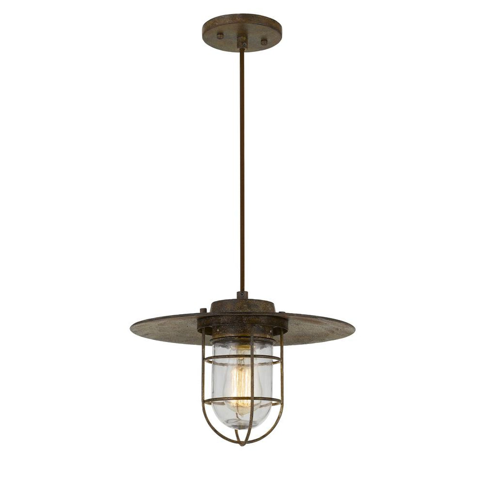 Owenton Old Industrial Metal Pendant With Glass Shield (Edison Bulb Not Included) By Cal Lighting | Pendant Lamps | Moidshstore - 2