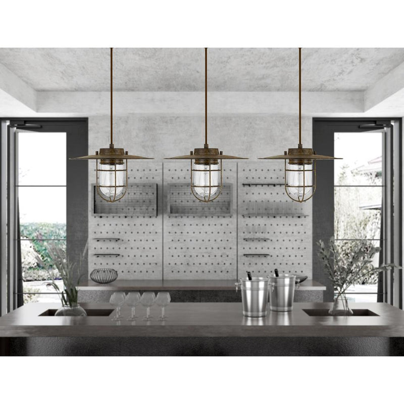 Owenton Old Industrial Metal Pendant With Glass Shield (Edison Bulb Not Included) By Cal Lighting | Pendant Lamps | Moidshstore