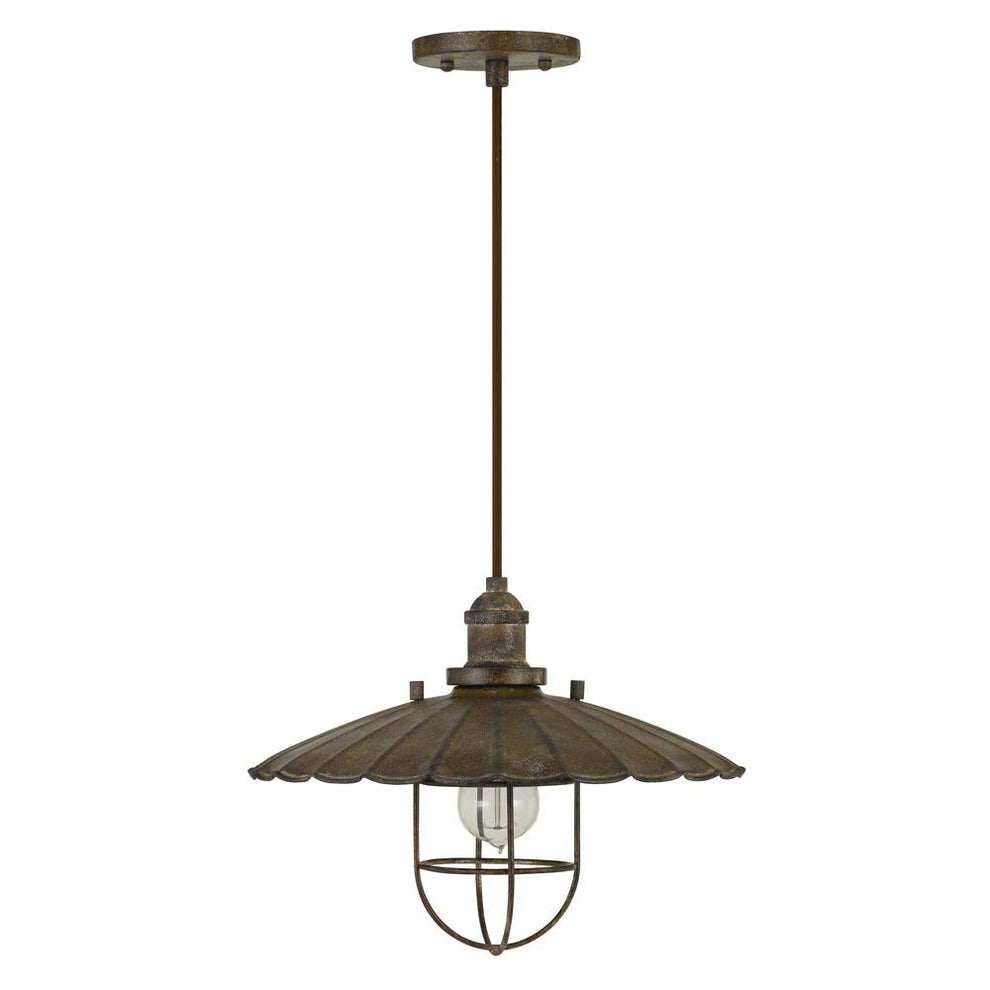 Olive Old Industrial Metal Pendant With Glass Shield (Edison Bulb Not Included) By Cal Lighting | Pendant Lamps | Moidshstore - 3