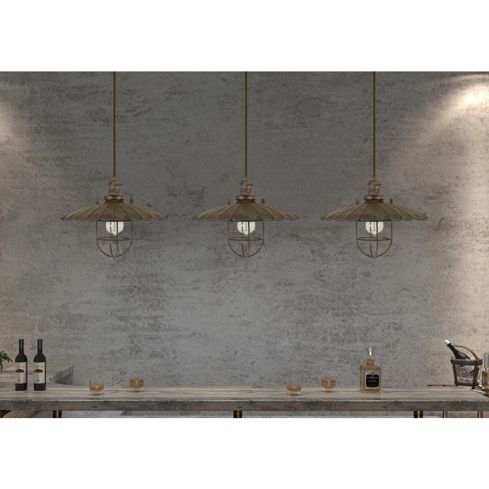 Olive Old Industrial Metal Pendant With Glass Shield (Edison Bulb Not Included) By Cal Lighting | Pendant Lamps | Moidshstore