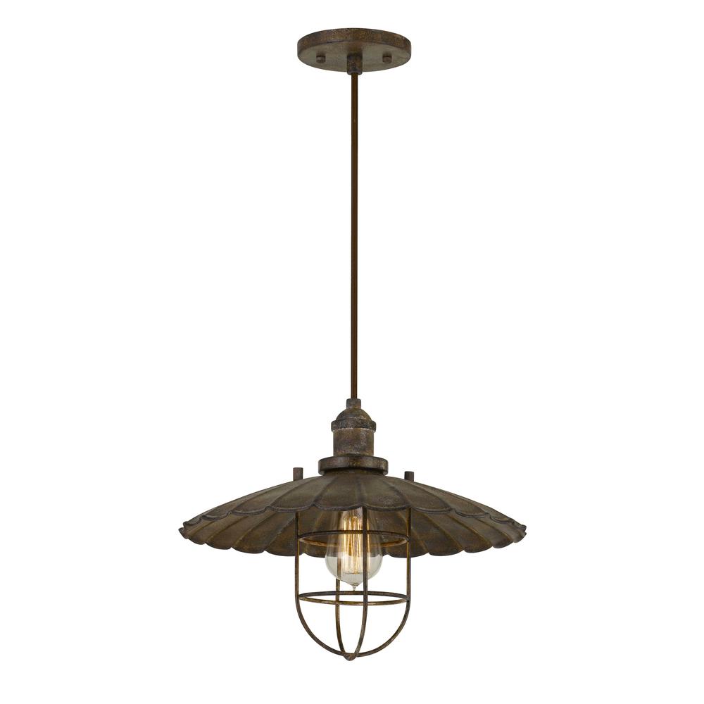 Olive Old Industrial Metal Pendant With Glass Shield (Edison Bulb Not Included) By Cal Lighting | Pendant Lamps | Moidshstore - 2
