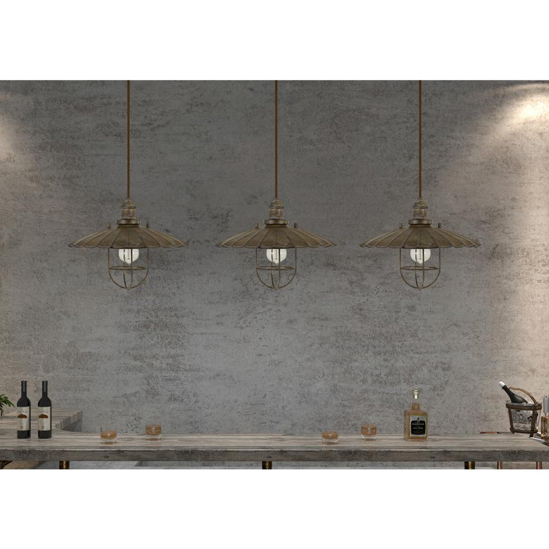 Olive Old Industrial Metal Pendant With Glass Shield (Edison Bulb Not Included) By Cal Lighting | Pendant Lamps | Moidshstore