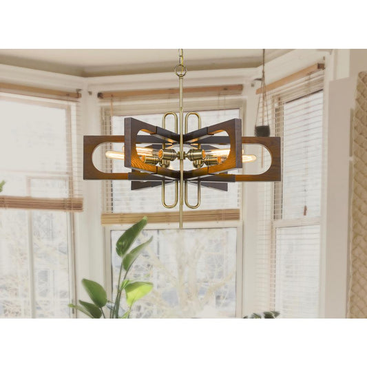 60W X 6 Sneek Metal/Wood Chandelier (Edison Bulbs Are Not Included) By Cal Lighting | Chandeliers | Moidshstore