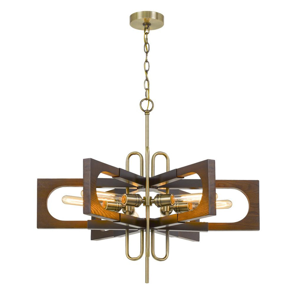60W X 6 Sneek Metal/Wood Chandelier (Edison Bulbs Are Not Included) By Cal Lighting | Chandeliers | Moidshstore - 2