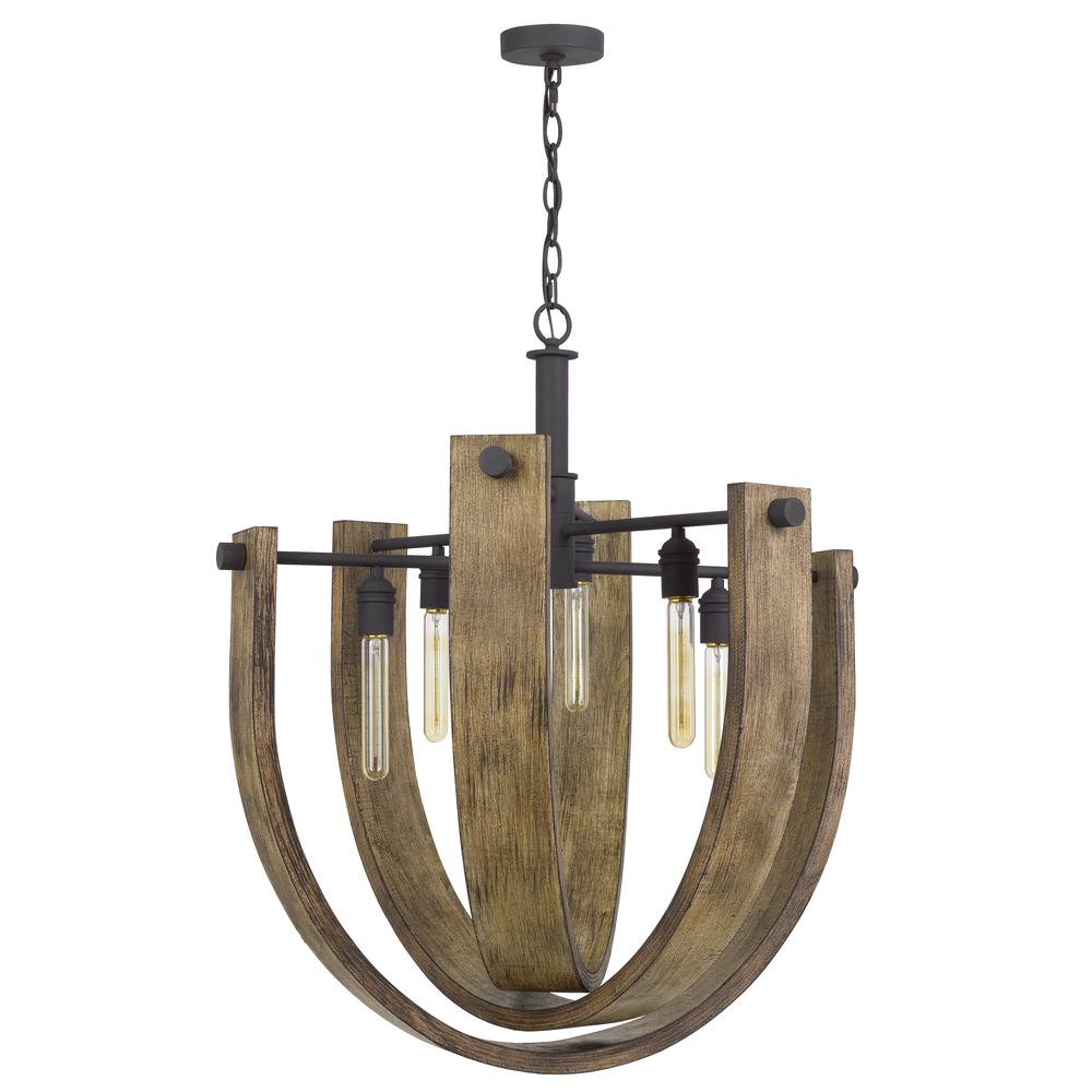 60W X 6 Padova Metal/Wood Chandelier (Edison Bulbs Are Not Included) By Cal Lighting | Chandeliers | Moidshstore - 3