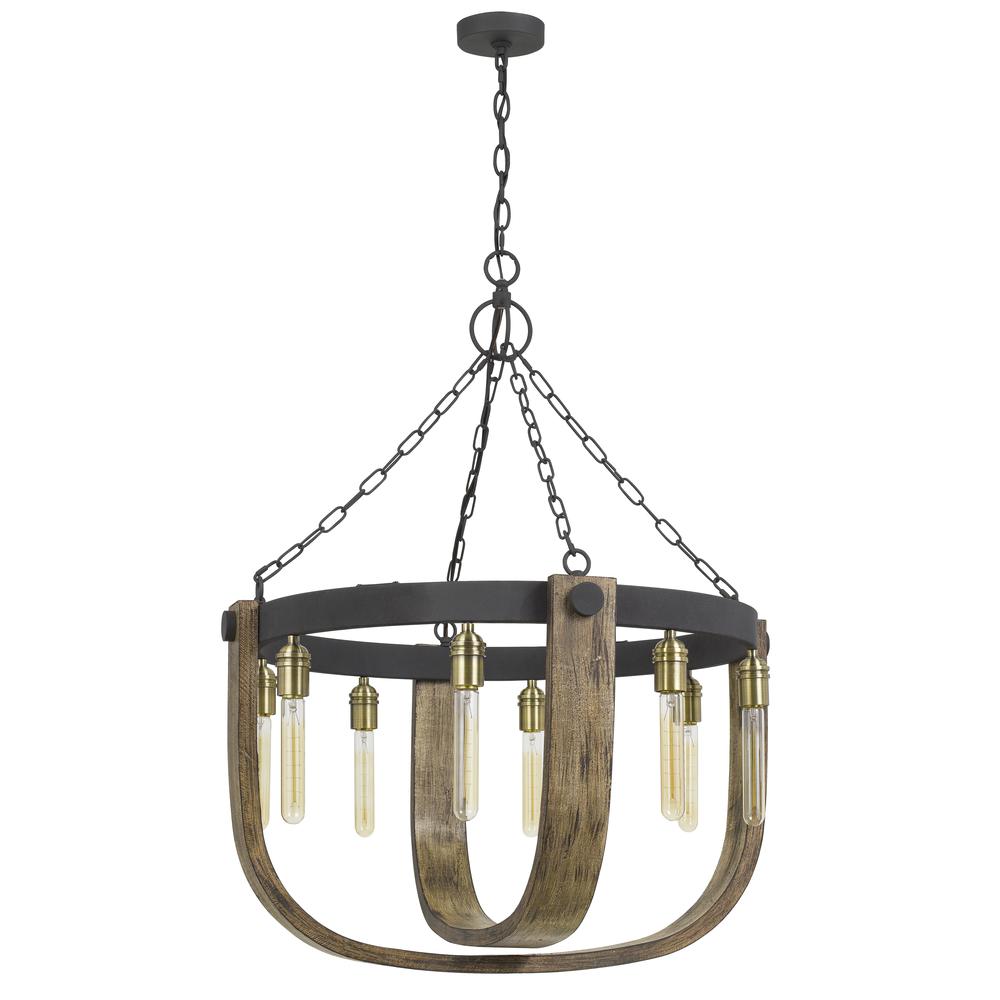 60W X 8 Apulia Metal/Wood Chandelier (Edison Bulbs Are Not Included) By Cal Lighting | Chandeliers | Moidshstore - 3