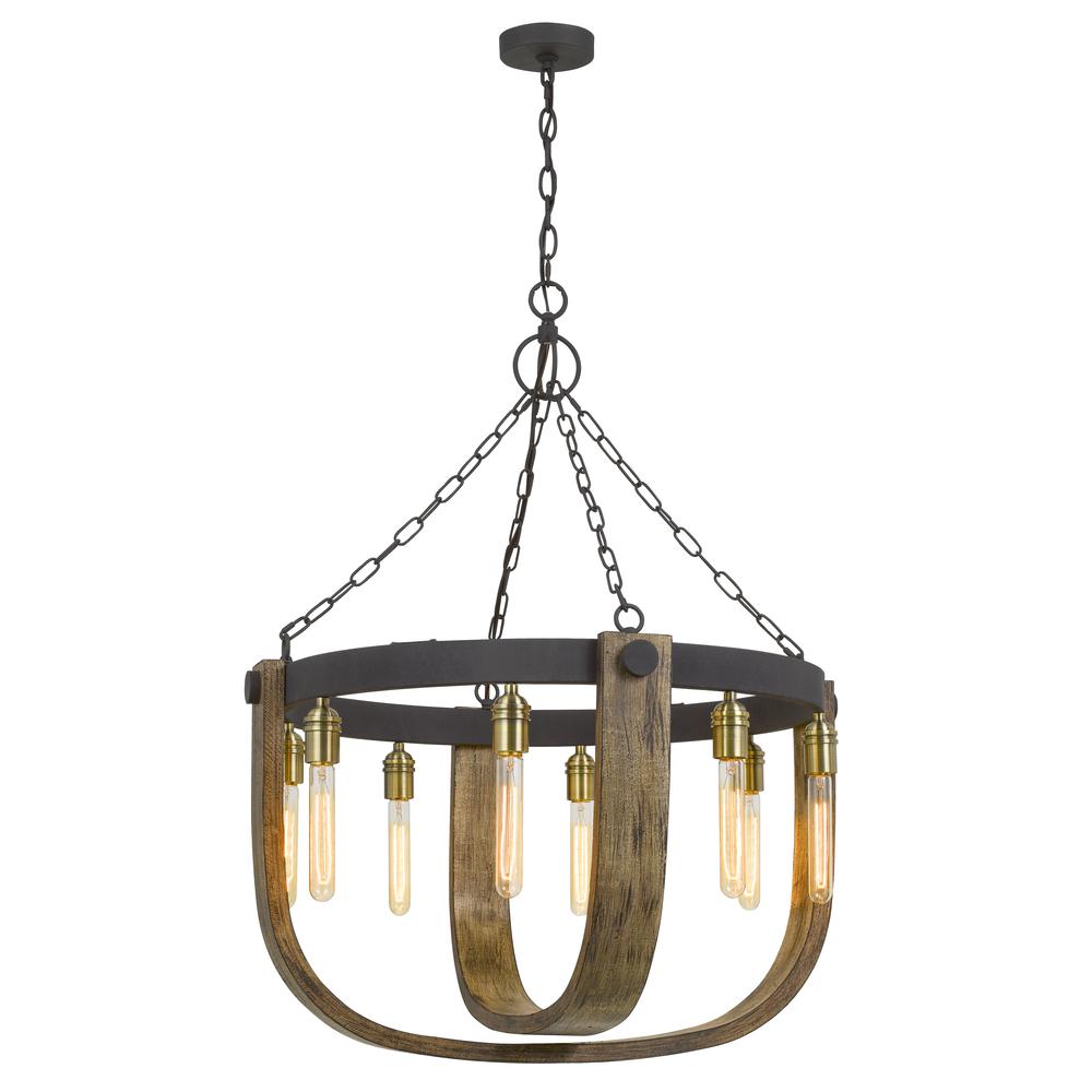 60W X 8 Apulia Metal/Wood Chandelier (Edison Bulbs Are Not Included) By Cal Lighting | Chandeliers | Moidshstore - 2