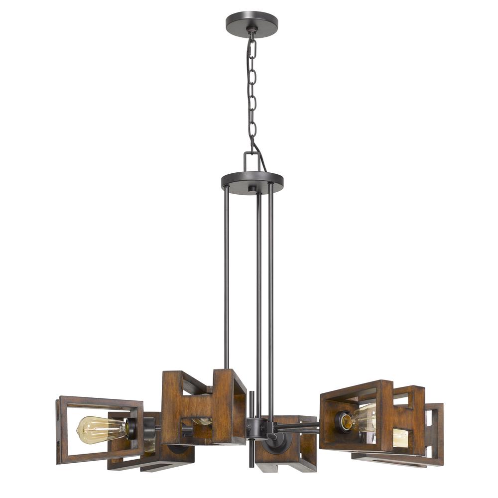 60W X 6 Biel Metal/Wood Chandelier (Edison Bulbs Not Included) By Cal Lighting | Chandeliers | Moidshstore - 3