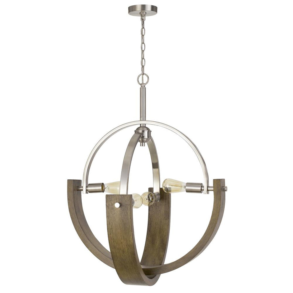 60W X 4 Rauma Metal/Wood Chandelier (Edison Bulbs Are Not Included) By Cal Lighting | Chandeliers | Moidshstore - 3