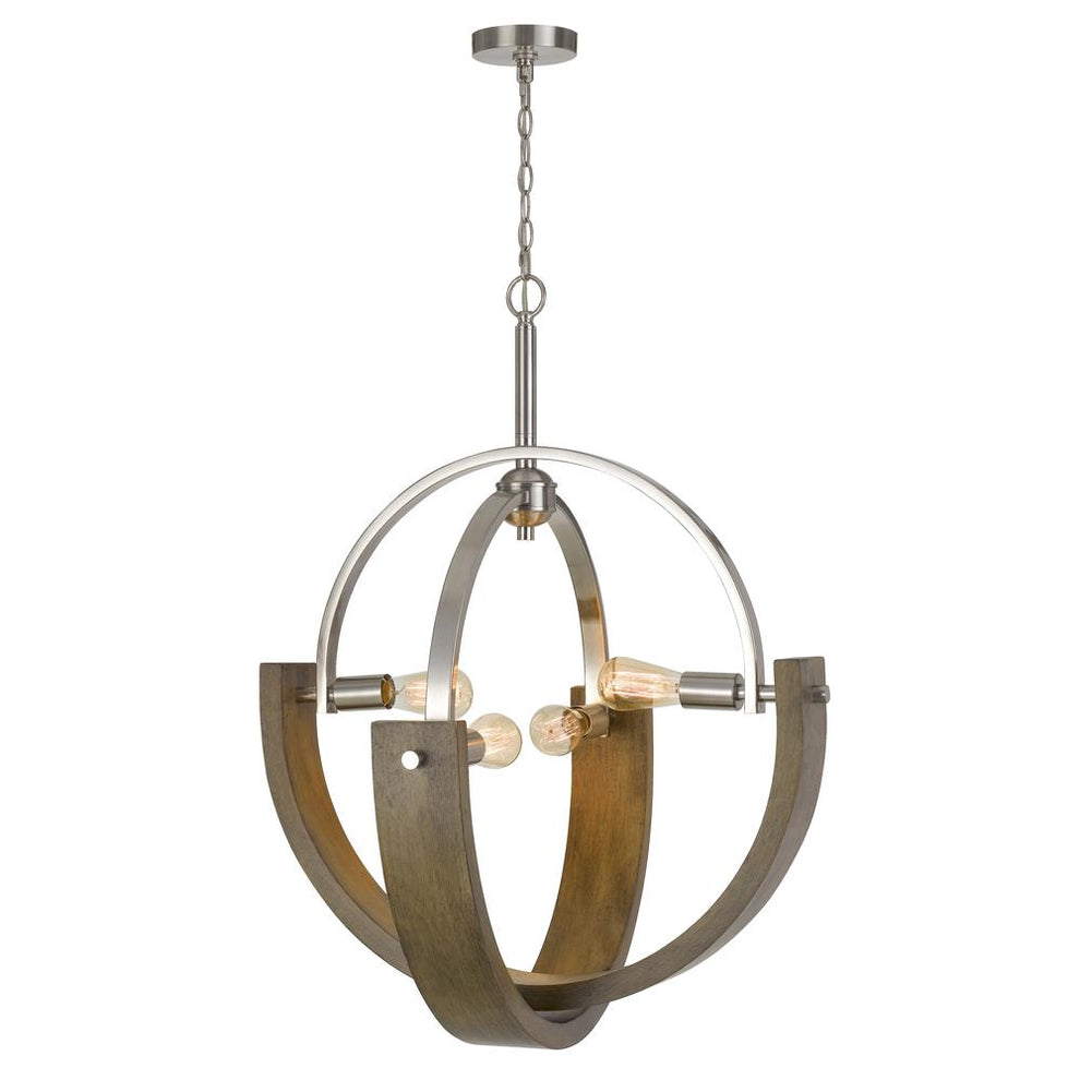60W X 4 Rauma Metal/Wood Chandelier (Edison Bulbs Are Not Included) By Cal Lighting | Chandeliers | Moidshstore - 2