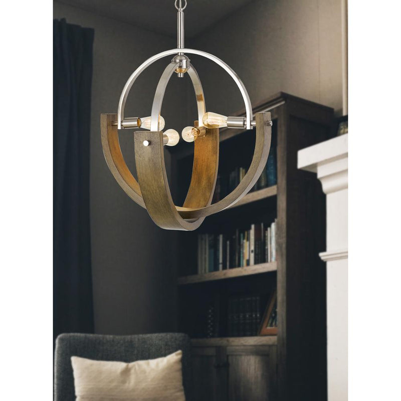 60W X 4 Rauma Metal/Wood Chandelier (Edison Bulbs Are Not Included) By Cal Lighting | Chandeliers | Moidshstore
