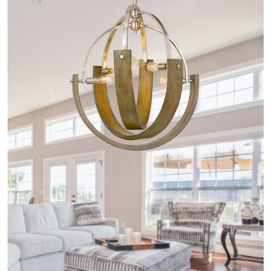 60W X 6 Rauma Metal/Wood Chandelier (Edison Bulbs Are Not Included) By Cal Lighting | Chandeliers | Moidshstore