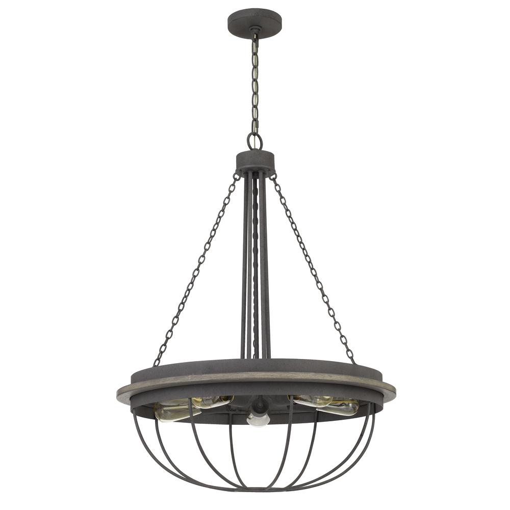 60W X 5 Nixa Metal Chandelier (Edison Bulbs Not Included), Dove Grey By Cal Lighting | Chandeliers | Moidshstore - 3