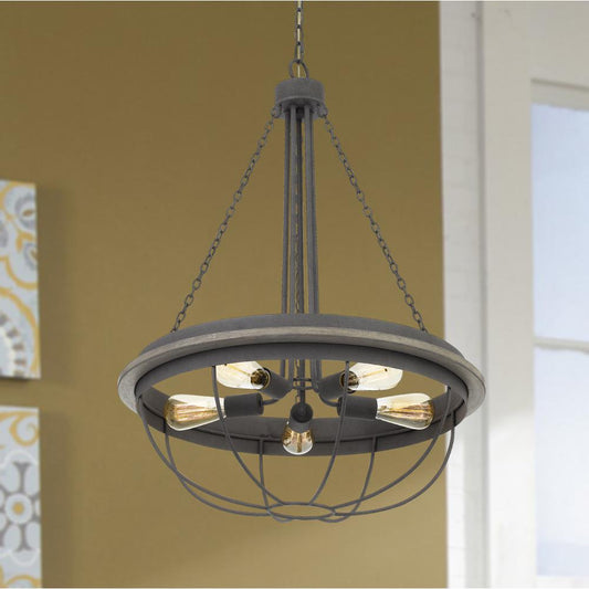 60W X 5 Nixa Metal Chandelier (Edison Bulbs Not Included), Dove Grey By Cal Lighting | Chandeliers | Moidshstore