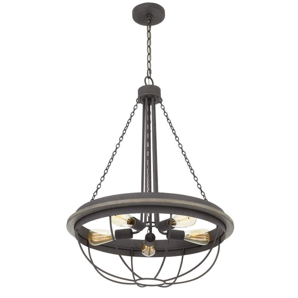 60W X 5 Nixa Metal Chandelier (Edison Bulbs Not Included), Dove Grey By Cal Lighting | Chandeliers | Moidshstore - 2