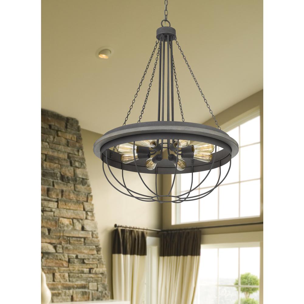 60W X 8 Nixa Metal Chandelier (Edison Bulbs Not Included), Dove Grey By Cal Lighting | Chandeliers | Moidshstore - 2