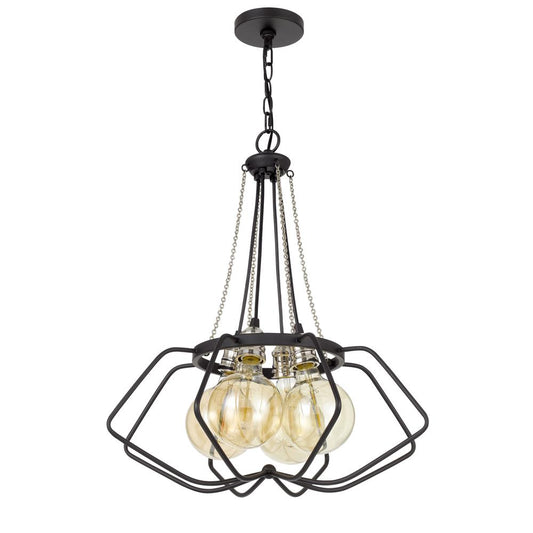 60W X 4 Ladue Metal Chandelier (Edison Bulbs Shown Are Included), Black/Chrome By Cal Lighting | Chandeliers | Moidshstore