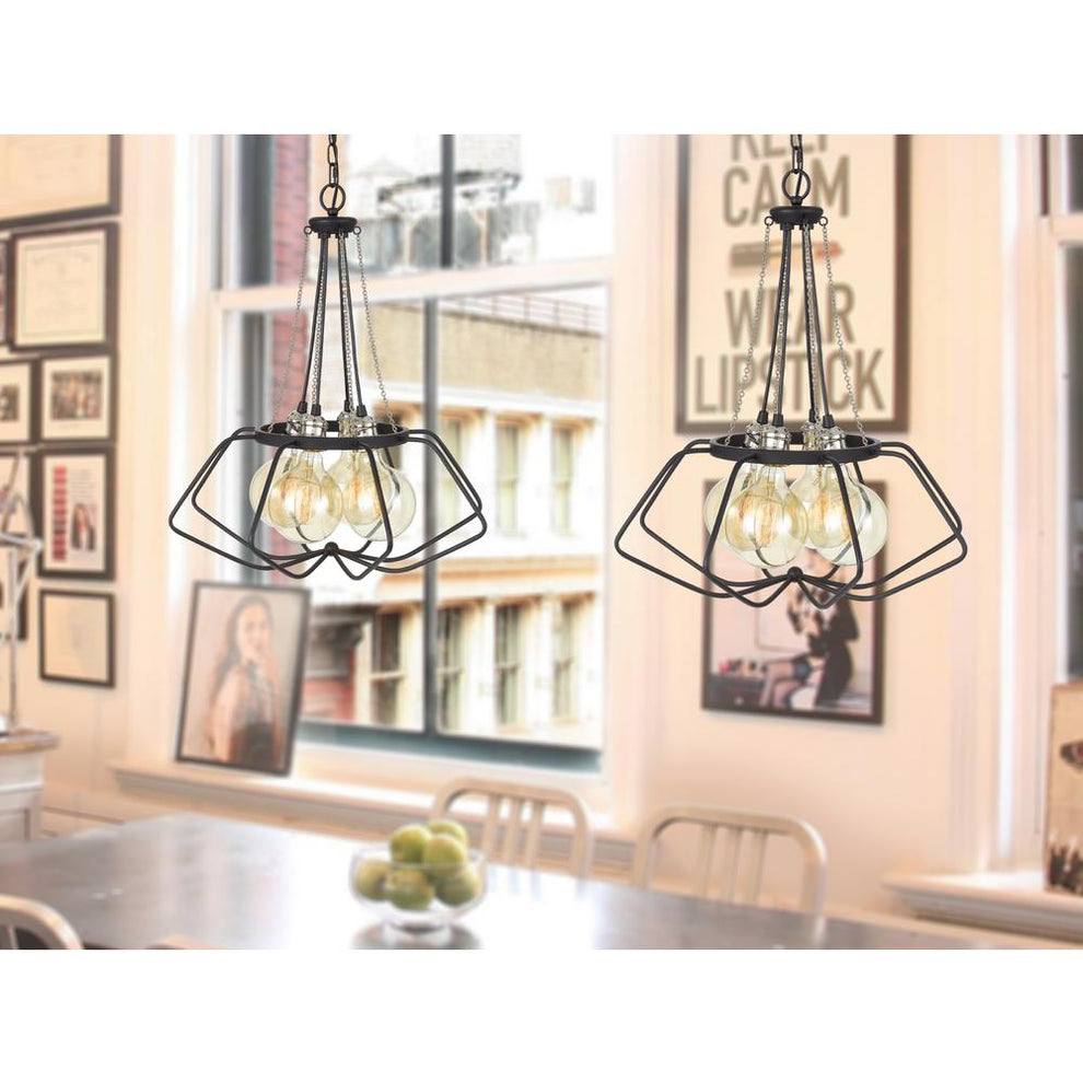 60W X 4 Ladue Metal Chandelier (Edison Bulbs Shown Are Included), Black/Chrome By Cal Lighting | Chandeliers | Moidshstore - 2