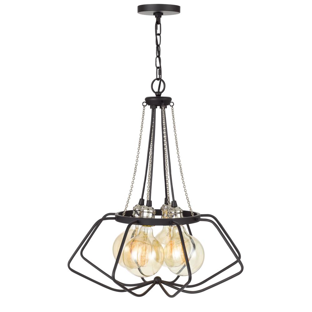 60W X 4 Ladue Metal Chandelier (Edison Bulbs Shown Are Included), Black/Chrome By Cal Lighting | Chandeliers | Moidshstore - 3