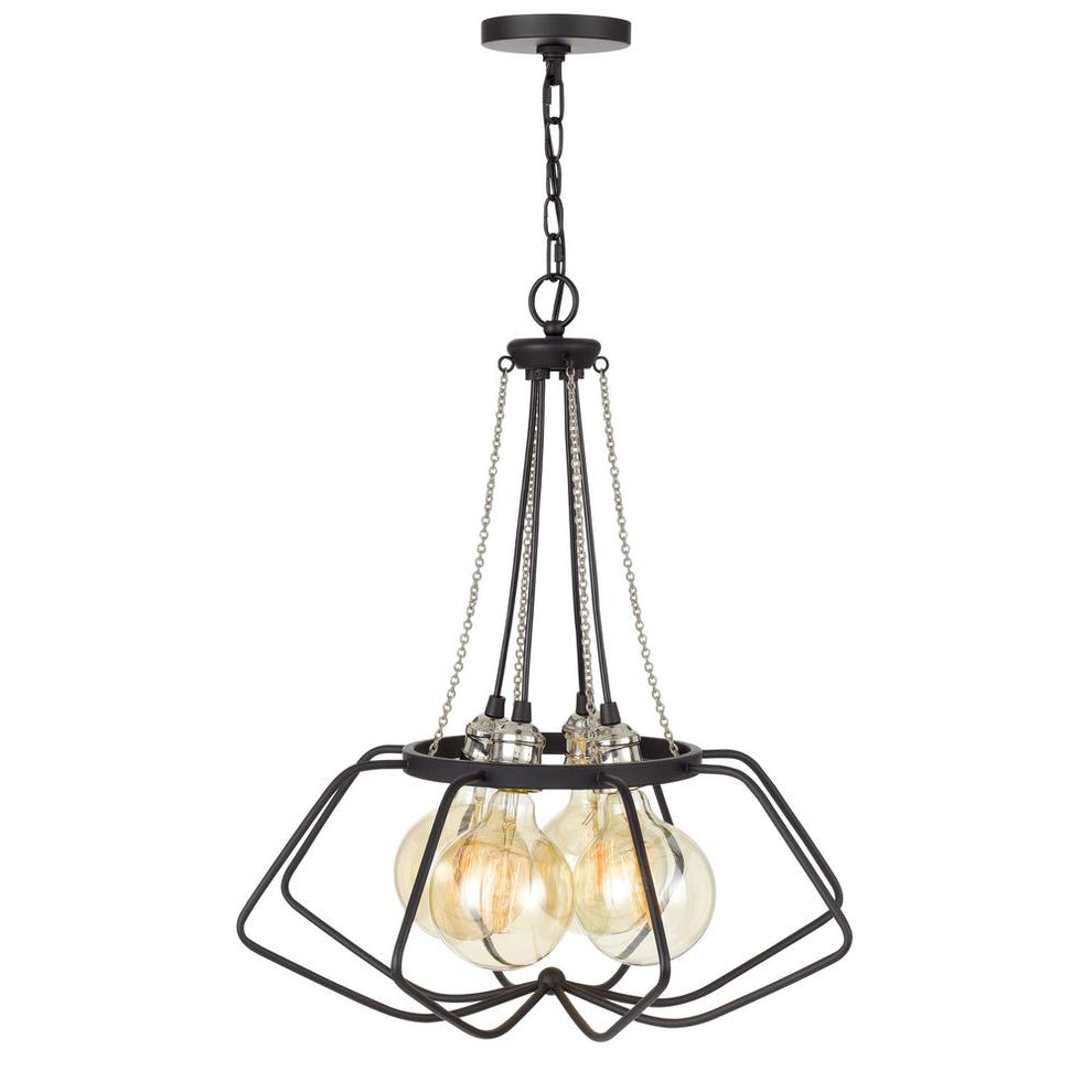 60W X 4 Ladue Metal Chandelier (Edison Bulbs Shown Are Included), Black/Chrome By Cal Lighting | Chandeliers | Moidshstore - 3
