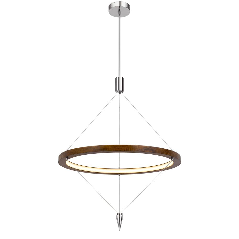 Viterbo Integrated Dimmable Led Pine Wood Pendant Fixture With Suspended Steel Braided Wire. 24W, 1920 Lumen, 3000K, Pine By Cal Lighting | Chandeliers | Moidshstore - 3