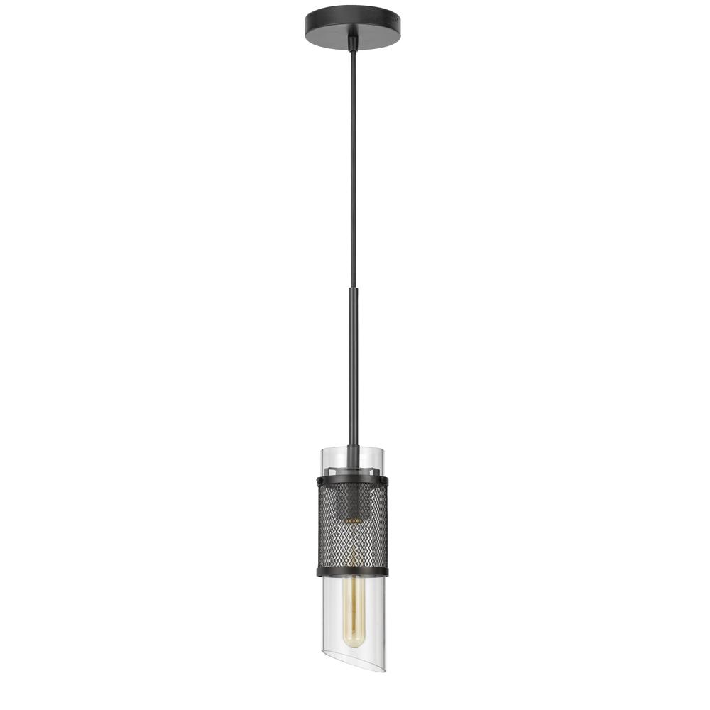 60W Savona Double Layer Glass/Metal Mini Pendant With Mesh Metal Shade. (Edison Bulb Not Included), Black By Cal Lighting | Pendant Lamps | Moidshstore - 3