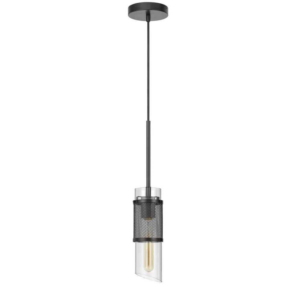 60W Savona Double Layer Glass/Metal Mini Pendant With Mesh Metal Shade. (Edison Bulb Not Included), Black By Cal Lighting | Pendant Lamps | Moidshstore - 3