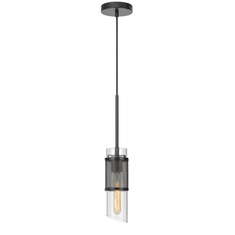 60W Savona Double Layer Glass/Metal Mini Pendant With Mesh Metal Shade. (Edison Bulb Not Included), Black By Cal Lighting | Pendant Lamps | Moidshstore - 2
