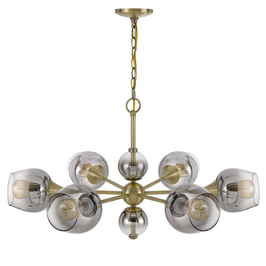 60W X 6 Pendleton Metal Chandelier With Electoral Plated Smoked Glass Shades By Cal Lighting | Chandeliers | Moidshstore