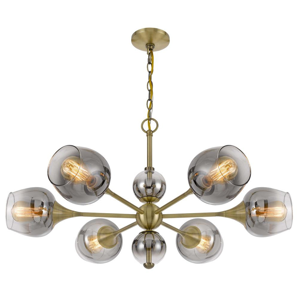 60W X 6 Pendleton Metal Chandelier With Electoral Plated Smoked Glass Shades By Cal Lighting | Chandeliers | Moidshstore - 4