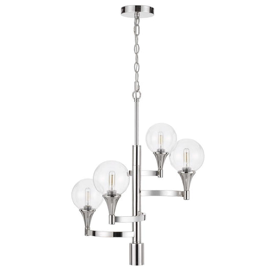 15W X 4 Milbank Metal Chandelier With A 3K Gu10 Led 6W Down Light (Bulb Included) Clear Round Glass Shades By Cal Lighting | Chandeliers | Moidshstore