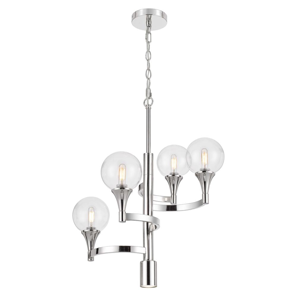 15W X 4 Milbank Metal Chandelier With A 3K Gu10 Led 6W Down Light (Bulb Included) Clear Round Glass Shades By Cal Lighting | Chandeliers | Moidshstore - 4