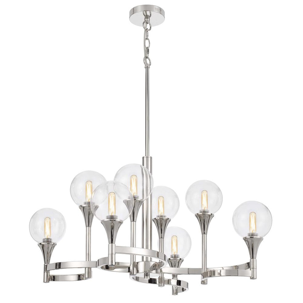 15W X 8 Milbank Metal Chandelier And Clear Round Glass Shades By Cal Lighting | Chandeliers | Moidshstore - 4