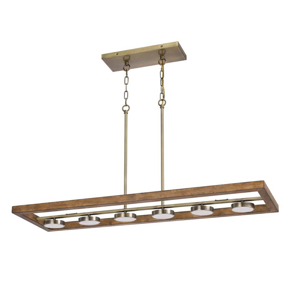 5W X 6, 30W, 3000K, 2200 Lumen Kelso Dimmable Integrated Led Rubber Wood Island Chandelier By Cal Lighting | Chandeliers | Moidshstore