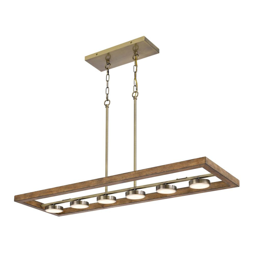 5W X 6, 30W, 3000K, 2200 Lumen Kelso Dimmable Integrated Led Rubber Wood Island Chandelier By Cal Lighting | Chandeliers | Moidshstore - 4