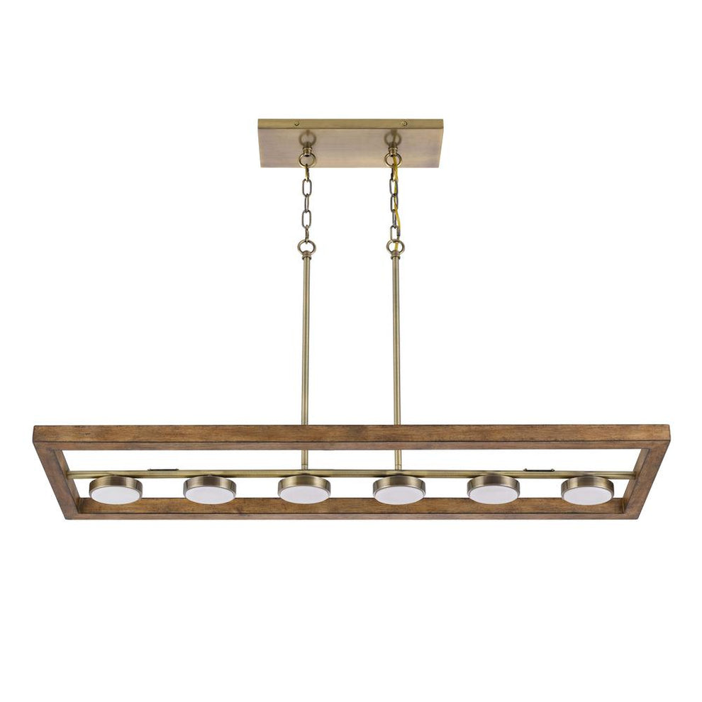 5W X 6, 30W, 3000K, 2200 Lumen Kelso Dimmable Integrated Led Rubber Wood Island Chandelier By Cal Lighting | Chandeliers | Moidshstore - 3