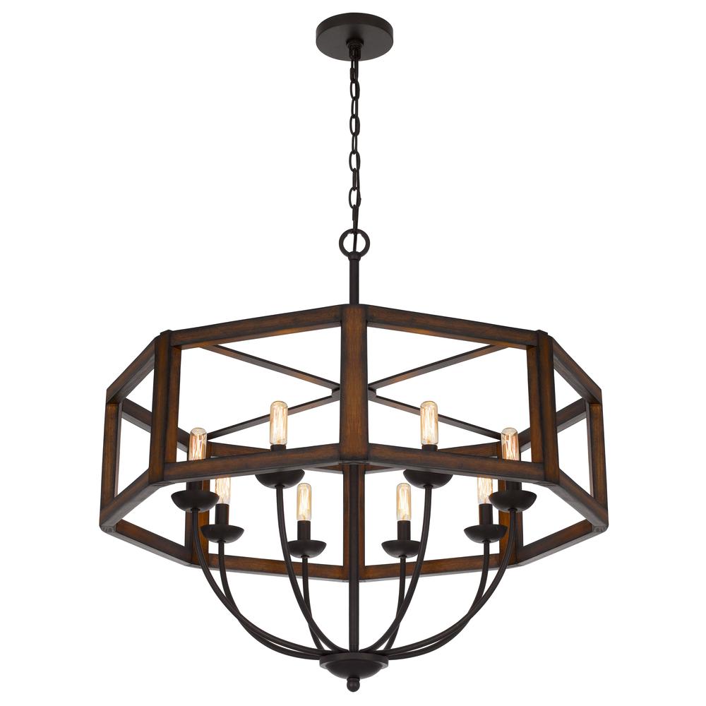 60W X 8 Renton Hexagon Rubber Wood / Metal Chandelier By Cal Lighting | Chandeliers | Moidshstore - 4