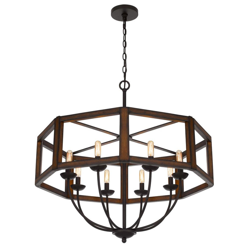 60W X 8 Renton Hexagon Rubber Wood / Metal Chandelier By Cal Lighting | Chandeliers | Moidshstore - 4