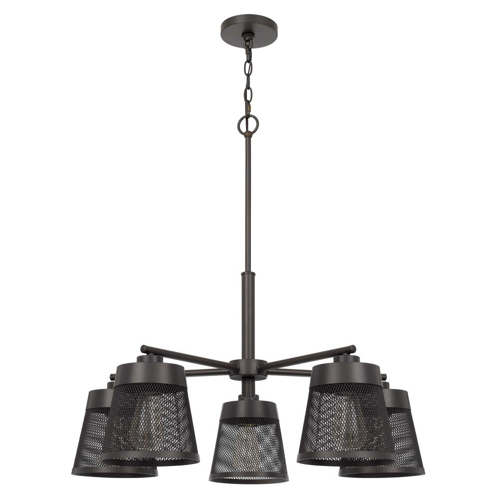 60W X 5 Hampton Metal Chandelier With Mesh Shades By Cal Lighting | Chandeliers | Moidshstore
