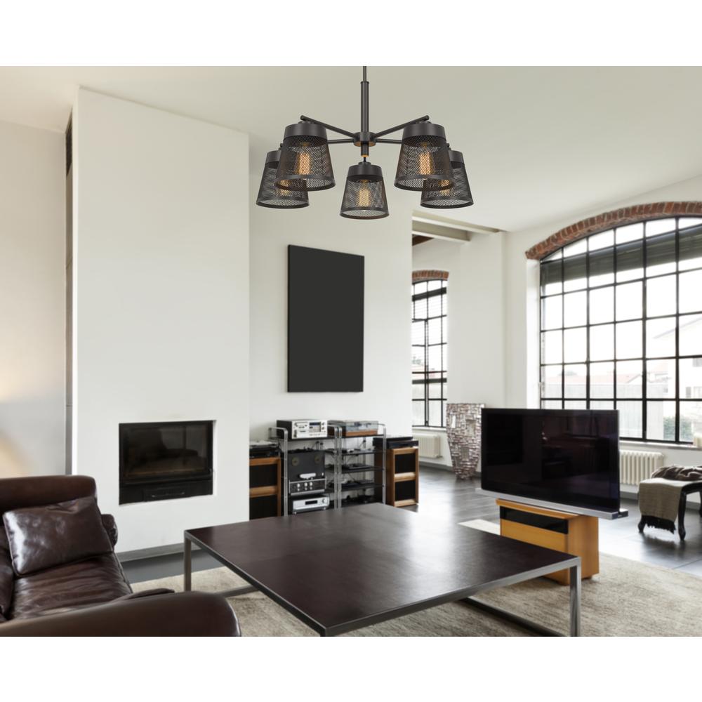 60W X 5 Hampton Metal Chandelier With Mesh Shades By Cal Lighting | Chandeliers | Moidshstore - 3