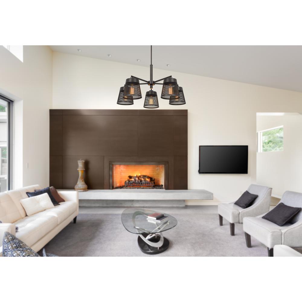 60W X 5 Hampton Metal Chandelier With Mesh Shades By Cal Lighting | Chandeliers | Moidshstore - 2