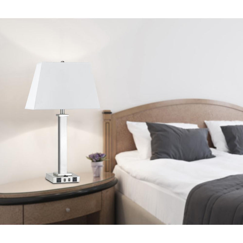 100W Metal Night Stand Lamp With 2 Usb And 2 Power Outlets, On Off Rocker Base Switch, La60003Tb9Rbs By Cal Lighting | Table Lamps | Moidshstore