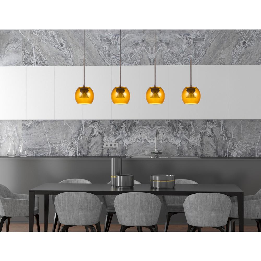 Ithaca 3000K, 8W, 700 Lumen, 90 Cri Dimmable Led Glass Mini Pendant With Amber Glass By Cal Lighting | Pendant Lamps | Moidshstore - 3